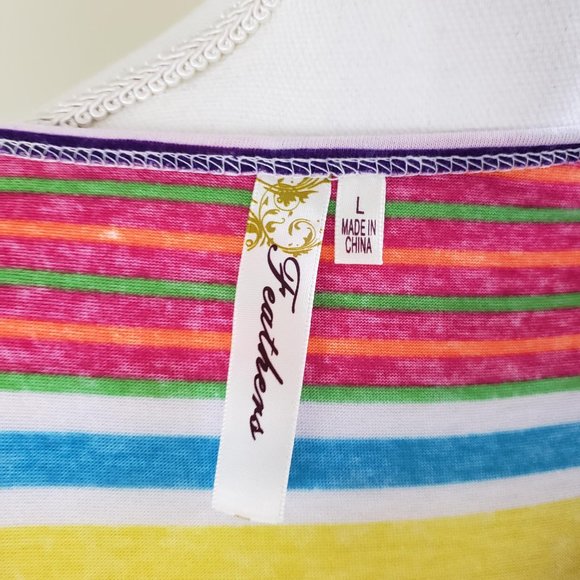 Feathers Colorful Racer Back Long Slug Dress Size Large - Picture 10 of 12